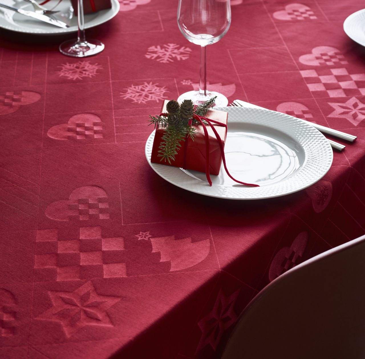 Juna Natale Weihnachts-Tischdecke Damast Rot | cm nice & Heimtextilien bei skandinavische 150x220 – nordic