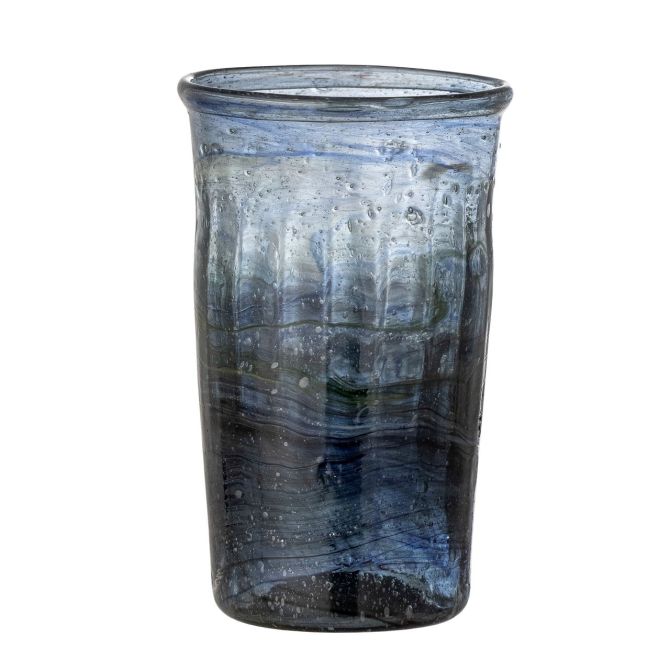 Bloomingville Taja Trinkglas Blau 200ml. Wasserglas aus recyceltes Glas. Drinkglas, Longdrinkglas im Vintage Style. Gläser bei nicenordic.de
