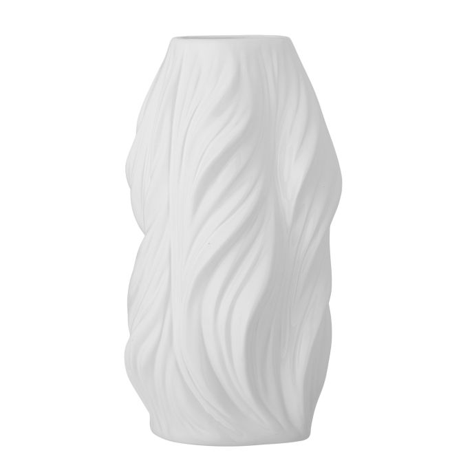 Bloomingville Vase Sanak Weiß glänzend aus Dolomiter Keramik. Moderne Blumenvase 26 cm hoch. Keramikvase für große Blumensträuße und Deko-Zweige. Skandinavische Deko und Wohnaccessoires bei nicenordic.de