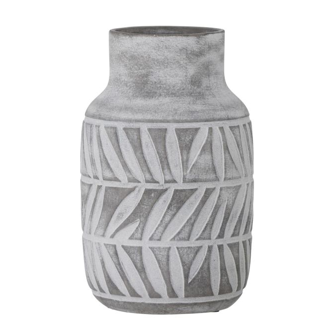 Bloomingville Vase Saku Grau Keramik. Blumenvase 27,5cm hoch mit staubiger matter Effekt. Keramikvase Innen glasiert. Skandinavische Deko und Wohnaccessoires bei nicenordic.de