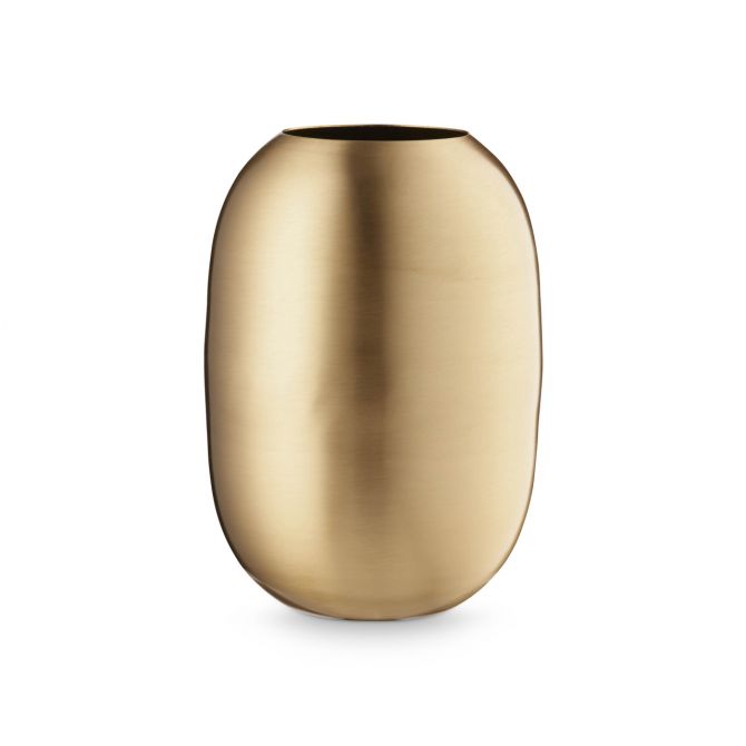 H Skjalm P Vase Oval Messing Matt 16cm. Vase aus Metall, Gold-Farben. Skandinavische Deko bei nicenordic.de
