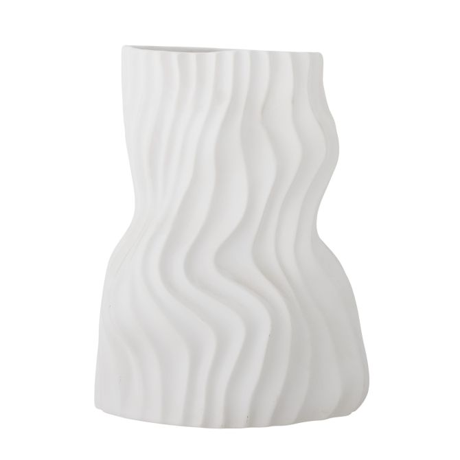 Bloomingville Vase Sahal matt Weiß aus Dolomiter Keramik. Moderne Blumenvase 25,5 cm hoch. Ovale Keramikvase für große Blumensträuße und Deko-Zweige. Skandinavische Deko und Wohnaccessoires bei nicenordic.de