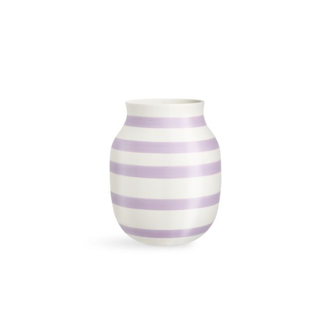 Kähler Omaggio Vase Weiß mit Lila Flieder Violett Lavendel Streifen 20 cm. Keramikvase, Blumenvase aus Irdengut, Keramik. Skandinavisches Design, Deko und Wohnaccessoires bei nicenordic.de