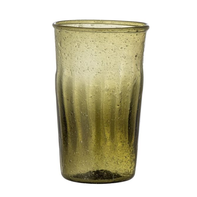 Bloomingville Taja Trinkglas Grün 200ml. Wasserglas aus recyceltes Glas. Drinkglas, Longdrinkglas im Vintage Style. Gläser bei nicenordic.de