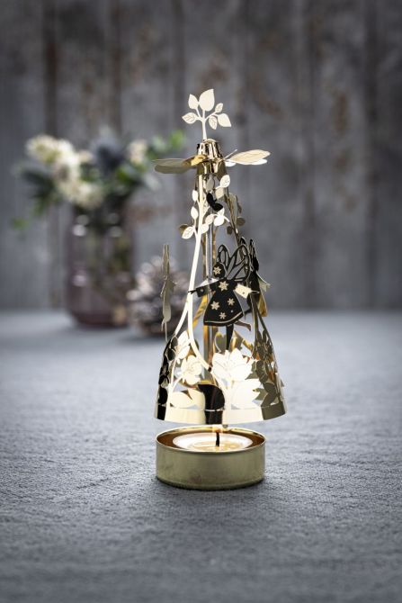 Jette Frölich Design Teelicht-Karussell mit Feen Gold, Teelichthalter Mobile, Kerzenmobile Weihnachten. Skandinavischer Weihnachtsschmuck & Weihnachtsdeko bei nicenordic.de